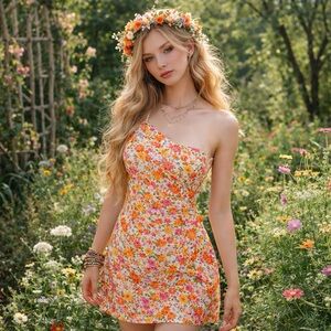 Floral Fairy One Shoulder Dress